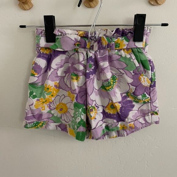 Janie and Jack Shorts Girls 2T Floral Paperbag Waist Purple Preppy Summer - Picture 2 of 7